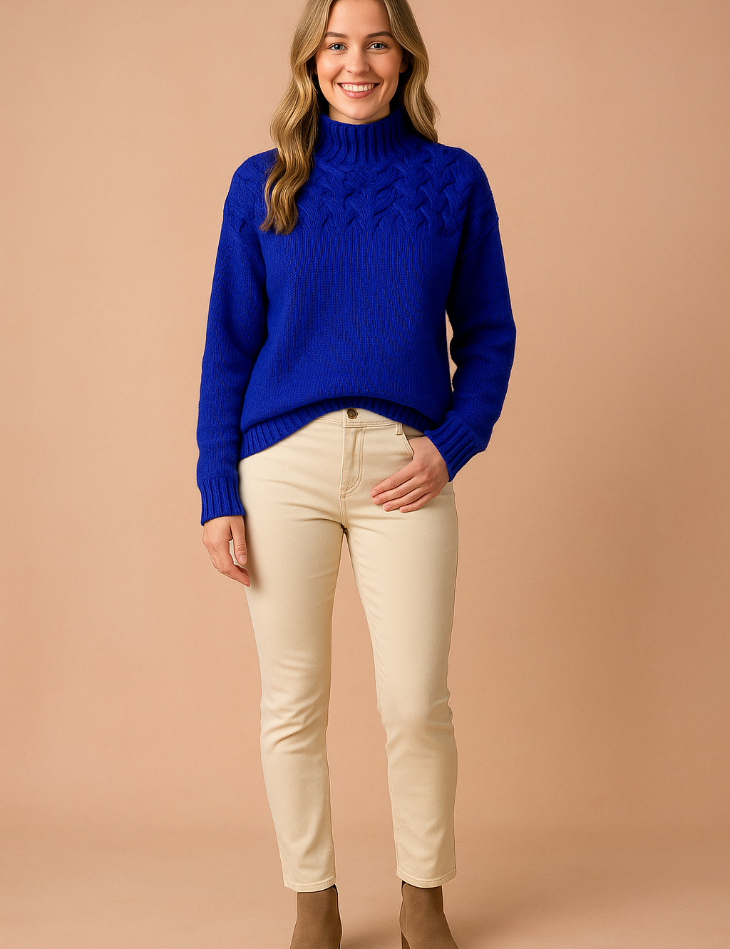 Damenpullover Stehkragen Gemustert Weich Tailliert Polyester 0