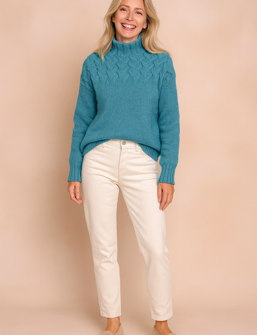 Damenpullover Stehkragen Gemustert Weich Tailliert Polyester 4