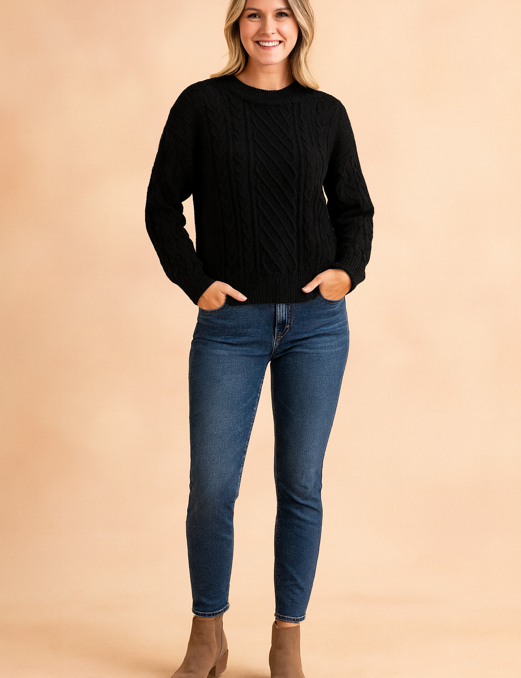 Damenpullover Zopfmuster Klassischer Stil Weiches Strickmaterial 1