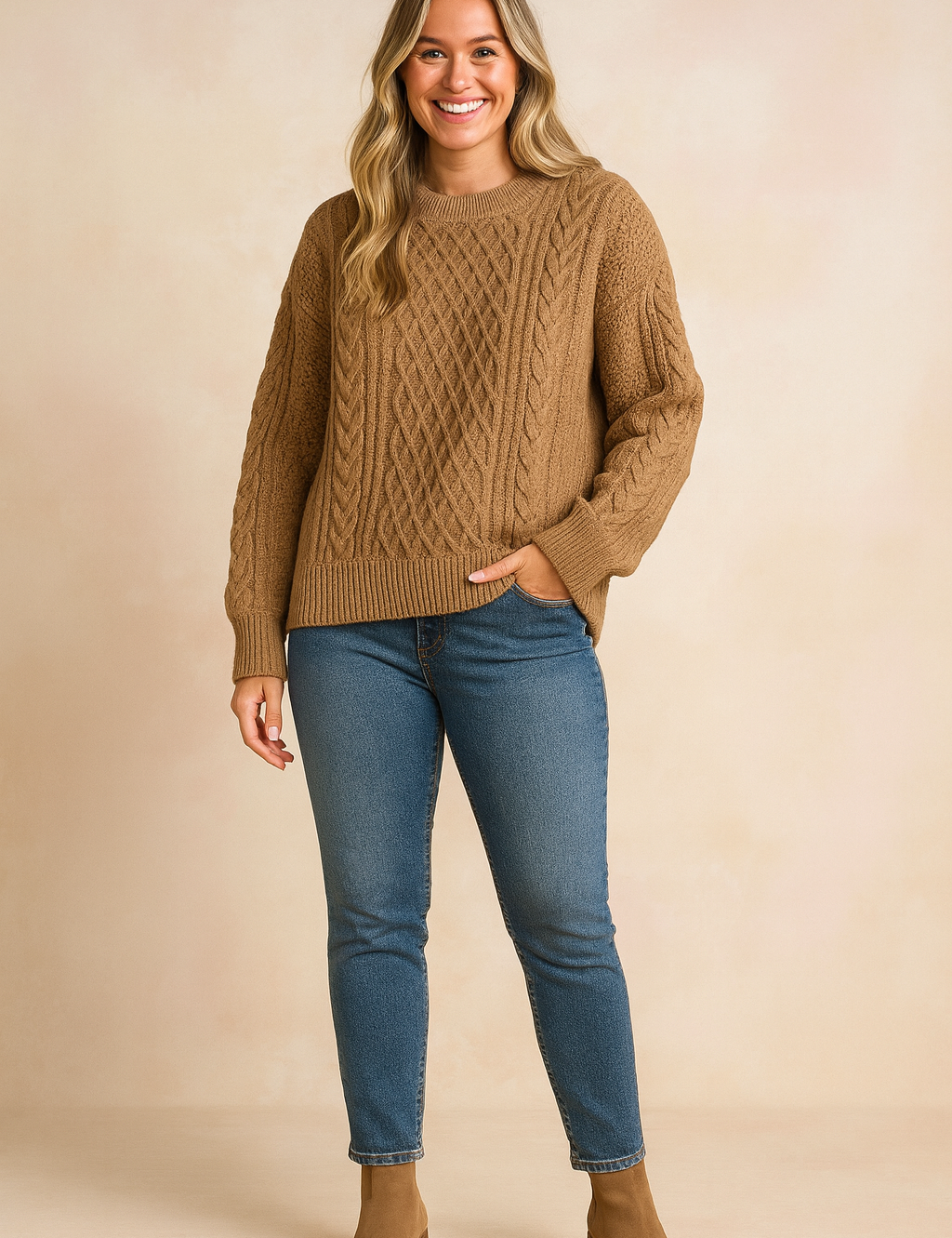 Damenpullover Zopfmuster Klassischer Stil Weiches Strickmaterial 2