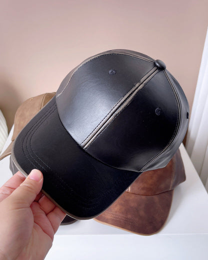 casquette de baseball en cuir brillant