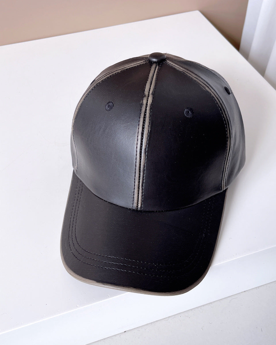 casquette de baseball en cuir brillant