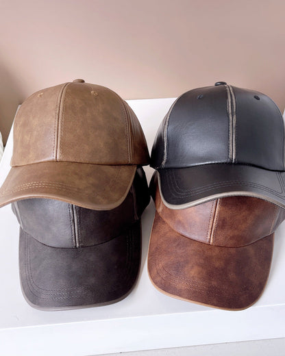 casquette de baseball en cuir brillant