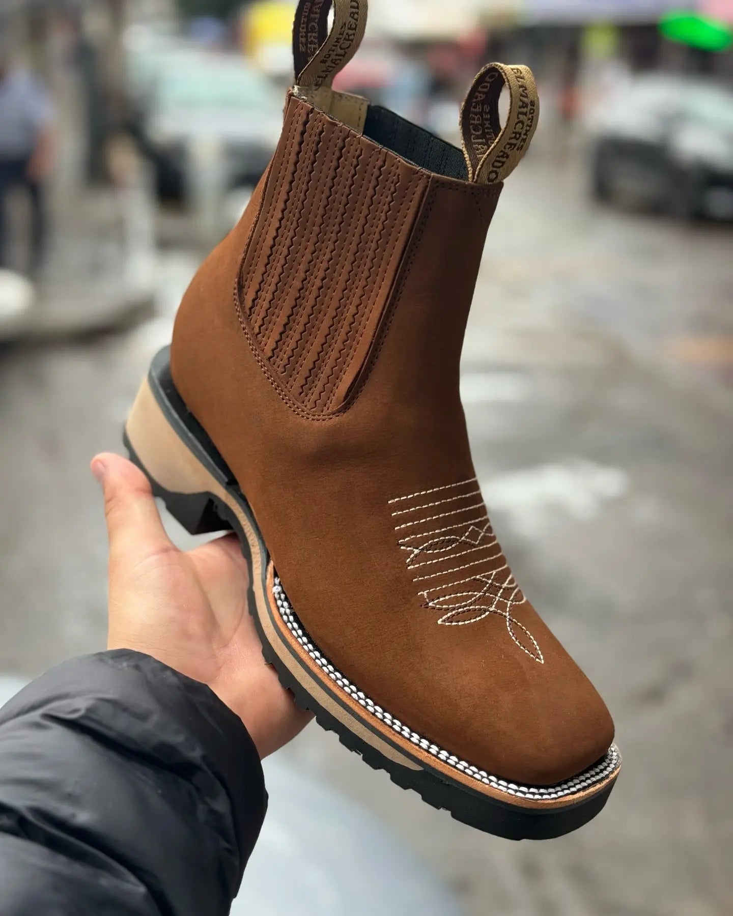 Unisex Cowboy-Stiefel Klassischer Western-Stil Hochwertiges Leder 1