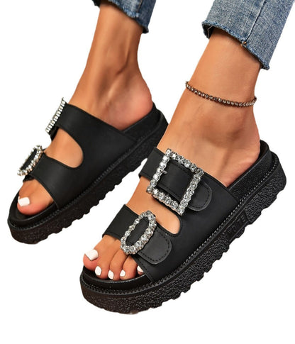 Sandale à talon épais avec strass