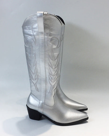 Bottines Chelsea brodées argentées